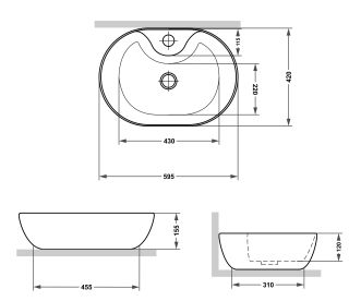 Раковина накладная Laguraty 7100 H 60см золотой декор